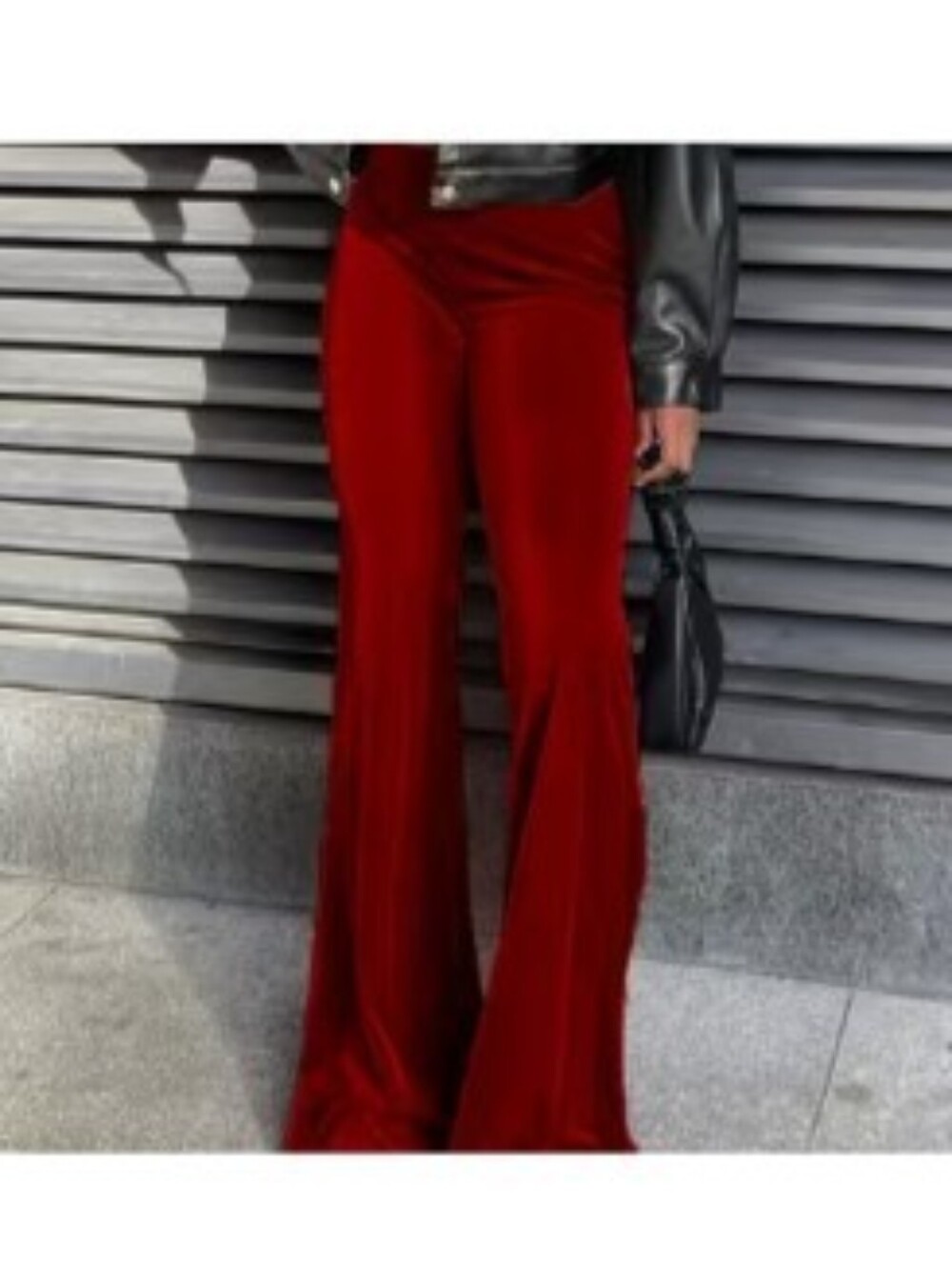 Velvet Red Burgundy  Wide-Leg High-Rise Pants